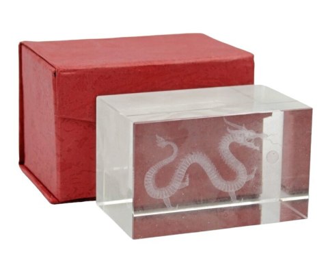 Dekoracja ze szkła bloczek szklany z grawerem 8x4,5cm