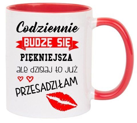 Kubek z nadrukiem prezent na DZIEŃ MATKI dla MAMY biało/czerwony