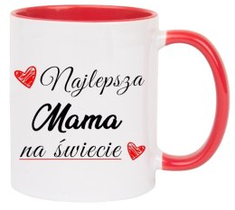 Kubek z nadrukiem prezent na DZIEŃ MATKI dla MAMY biało/czerwony