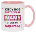 Kubek z nadrukiem prezent na DZIEŃ MATKI dla MAMY biało/różowy