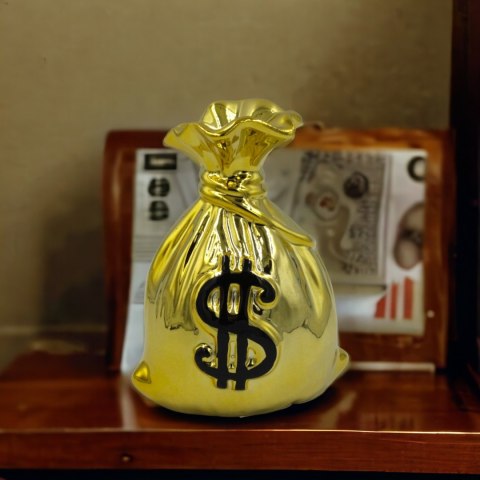 Skarbonka SAKIEWKA DOLAR ceramiczna lustrzana otwierana