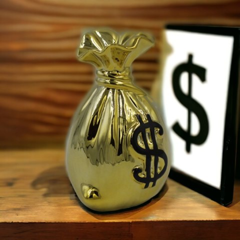 Skarbonka SAKIEWKA DOLAR ceramiczna lustrzana otwierana