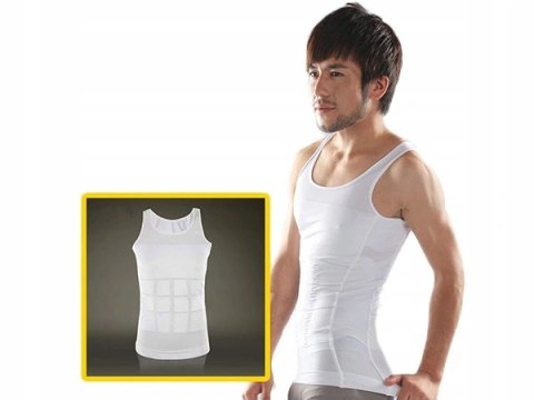 Koszulka męska wyszczuplająca modelująca podkoszulka slim XL biała Koszulka męska wyszczuplająca modelująca podkoszulka slim XL biała