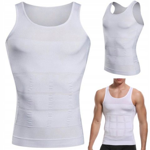 Koszulka męska wyszczuplająca modelująca podkoszulka slim XL biała Koszulka męska wyszczuplająca modelująca podkoszulka slim XL biała