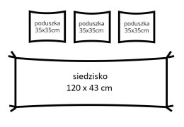 Siedzisko 120x43 + 3 poduszki na ławkę huśtawkę granat