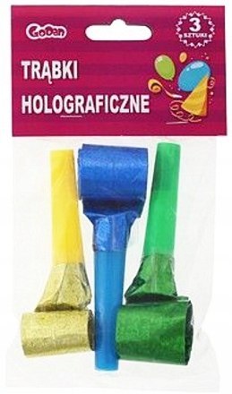 Trąbka holograficzna 3szt piszczałka na urodziny Trąbka holograficzna 3szt piszczałka na urodziny
