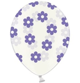 Balony 30 cm kwiatki przezroczyste lawenda 5szt