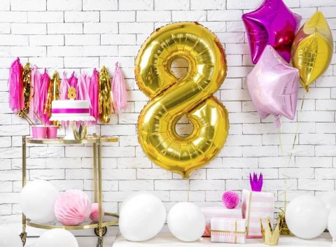Balon foliowy cyfra 8 86cm złoty Balon foliowy cyfra 8 86cm złoty
