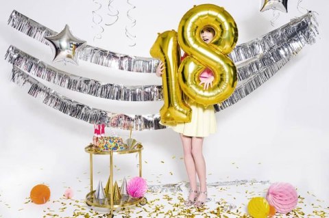 Balon foliowy cyfra 8 86cm złoty Balon foliowy cyfra 8 86cm złoty