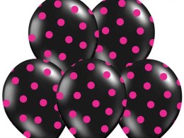 Balony 30cm Kropki Pastel Black 5szt