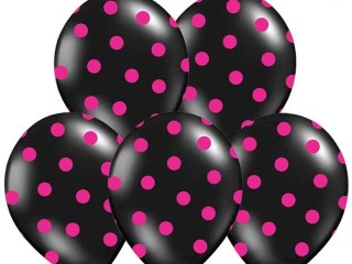 Balony 30cm Kropki Pastel Black 5szt