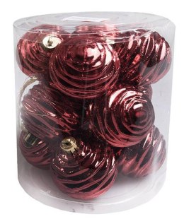 Bombki plastikowe fala 6cm 12szt - Burgund