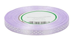 Tasiemka satynowa w kropki 6mm 23m jasny fiolet