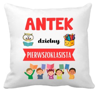 PODUSZKA Z IMIENIEM DZIECKA DLA CHŁOPCA DZIEWCZYNKI PASOWANIE NA UCZNIA #
