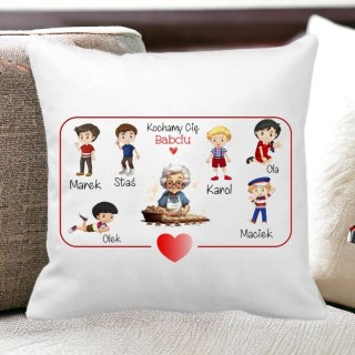 Poduszka z nadrukiem prezent DZIEŃ BABCI personalizacja imiona wnuków #