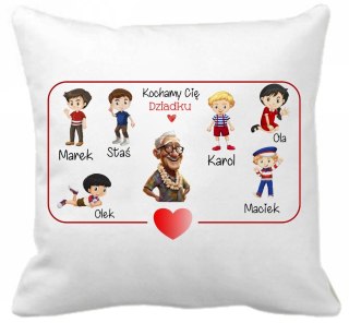 Poduszka z nadrukiem prezent DZIEŃ DZIADKA personalizacja imiona wnuków #