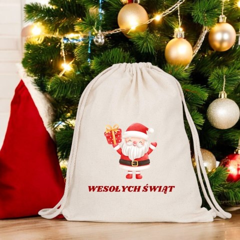 ŚWIĄTECZNY WOREK NA PREZENTY MIKOŁAJKI BOŻE NARODZENIE EKO PLECAK 42x34 ŚWIĄTECZNY WOREK NA PREZENTY MIKOŁAJKI BOŻE NARODZENIE EKO PLECAK 42x34