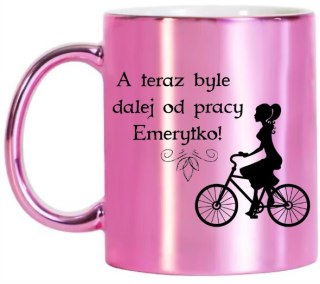 KUBEK RÓŻOWY PREMIUM DLA EMERYTKI EMERYTURA POŻEGNANIE Z PRACY