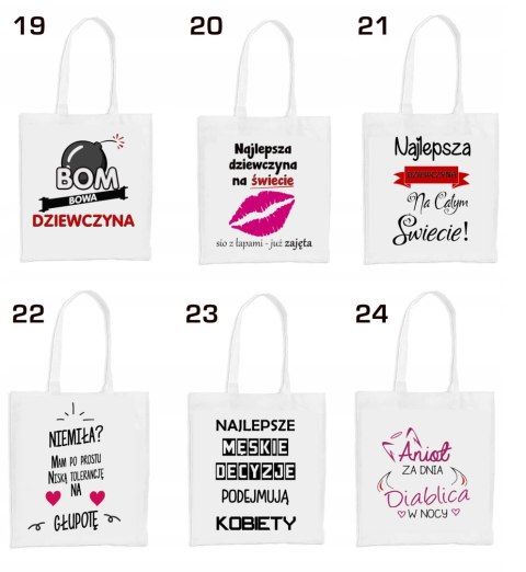 Torba z nadrukiem prezent Dzień Kobiet dla Koleżanki Dziewczyny Mamy wzory Torba z nadrukiem prezent Dzień Kobiet dla Koleżanki Dziewczyny Mamy wzory