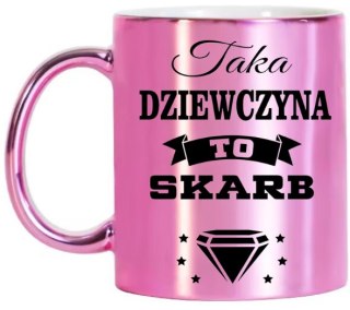 KUBEK RÓŻOWY METALIK PREMIUM DLA DZIEWCZYNY URODZINY IMIENINY PREZENT