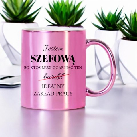 KUBEK RÓŻOWY METALIK PREMIUM DLA SZEFOWEJ PREZENT URODZINY IMIENINY KUBEK RÓŻOWY METALIK PREMIUM DLA SZEFOWEJ PREZENT URODZINY IMIENINY