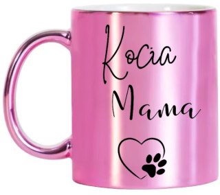 KUBEK RÓŻOWY METALIK PREMIUM KOCIA MAMA URODZINY IMIENINY PREZENT
