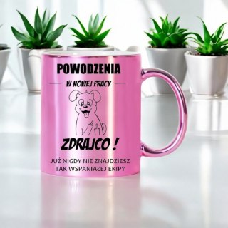 KUBEK RÓŻOWY METALIK PREMIUM PREZENT DLA KOLEŻANKI NA POŻEGNANIE W PRACY