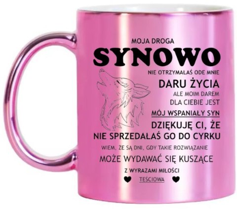 KUBEK RÓŻOWY METALIK PREMIUM PREZENT DLA SYNOWEJ URODZINY IMIENINY KUBEK RÓŻOWY METALIK PREMIUM PREZENT DLA SYNOWEJ URODZINY IMIENINY
