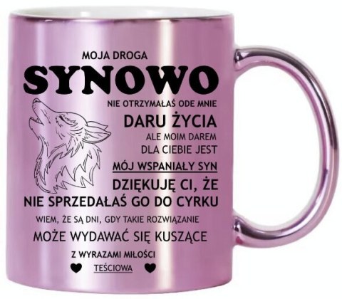 KUBEK RÓŻOWY METALIK PREMIUM PREZENT DLA SYNOWEJ URODZINY IMIENINY KUBEK RÓŻOWY METALIK PREMIUM PREZENT DLA SYNOWEJ URODZINY IMIENINY