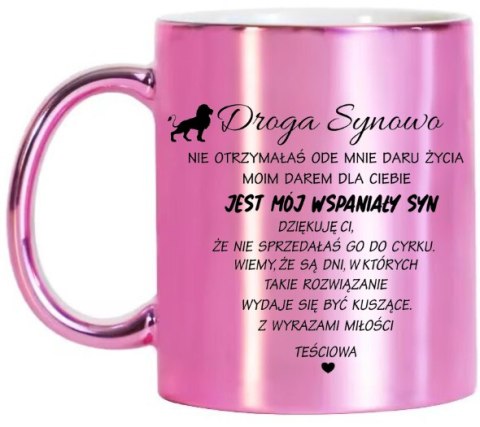 KUBEK RÓŻOWY METALIK PREMIUM PREZENT DLA SYNOWEJ URODZINY IMIENINY KUBEK RÓŻOWY METALIK PREMIUM PREZENT DLA SYNOWEJ URODZINY IMIENINY