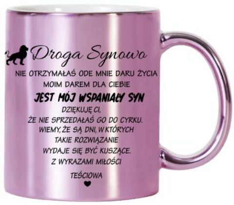 KUBEK RÓŻOWY METALIK PREMIUM PREZENT DLA SYNOWEJ URODZINY IMIENINY KUBEK RÓŻOWY METALIK PREMIUM PREZENT DLA SYNOWEJ URODZINY IMIENINY