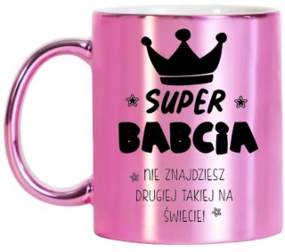 KUBEK RÓŻOWY PREMIUM Z NADRUKIEM BABCIA PREZENT DLA BABCI URODZINY IMIENINY