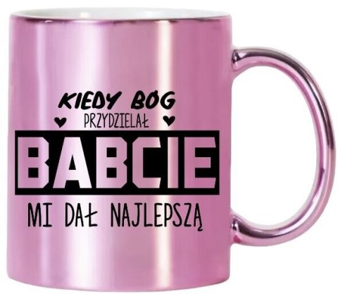 KUBEK RÓŻOWY PREMIUM Z NADRUKIEM BABCIA PREZENT DLA BABCI URODZINY IMIENINY KUBEK RÓŻOWY PREMIUM Z NADRUKIEM BABCIA PREZENT DLA BABCI URODZINY IMIENINY
