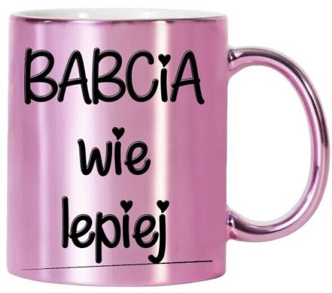 KUBEK RÓŻOWY PREMIUM Z NADRUKIEM BABCIA PREZENT DLA BABCI URODZINY IMIENINY KUBEK RÓŻOWY PREMIUM Z NADRUKIEM BABCIA PREZENT DLA BABCI URODZINY IMIENINY