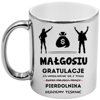 KUBEK SREBRNY PREZENT NA POŻEGNANIE KOLEŻANKI KOLEGI Z PRACY Z IMIENIEM #