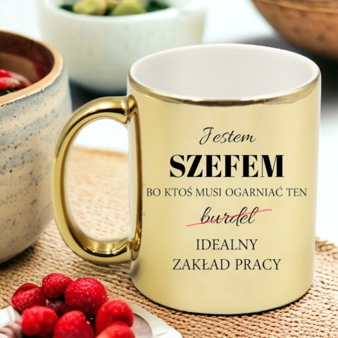 KUBEK ZŁOTY PREMIUM DLA SZEFA URODZINY IMIENINY ŚMIESZNY PREZENT KUBEK ZŁOTY PREMIUM DLA SZEFA URODZINY IMIENINY ŚMIESZNY PREZENT