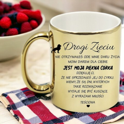 KUBEK ZŁOTY PREMIUM DLA ZIĘCIA URODZINY IMIENINY ŚMIESZNY PREZENT KUBEK ZŁOTY PREMIUM DLA ZIĘCIA URODZINY IMIENINY ŚMIESZNY PREZENT