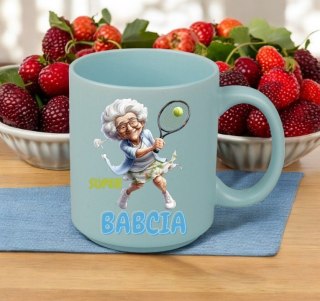 KUBEK Z NADRUKIEM PREZENT DZIEŃ BABCI URODZINY BABCIA BŁĘKITNY MAT