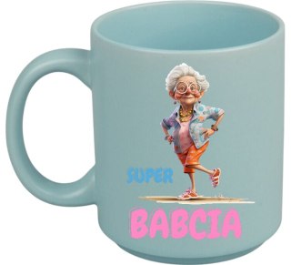 KUBEK Z NADRUKIEM PREZENT DZIEŃ BABCI URODZINY BABCIA BŁĘKITNY MAT