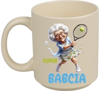 KUBEK Z NADRUKIEM PREZENT DZIEŃ BABCI URODZINY BABCIA IMIENINY BEŻOWY MAT