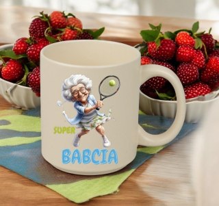 KUBEK Z NADRUKIEM PREZENT DZIEŃ BABCI URODZINY BABCIA IMIENINY BEŻOWY MAT