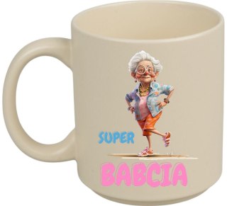 KUBEK Z NADRUKIEM PREZENT DZIEŃ BABCI URODZINY BABCIA IMIENINY BEŻOWY MAT
