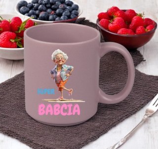 KUBEK Z NADRUKIEM PREZENT DZIEŃ BABCI URODZINY BABCIA IMIENINY FIOLET MAT