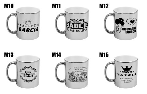 Kubek srebrny z nadrukiem grafiką prezent Dzień Babci różne wzory Babcia Kubek srebrny z nadrukiem grafiką prezent Dzień Babci różne wzory Babcia