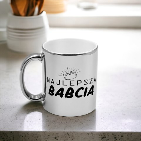 Kubek srebrny z nadrukiem grafiką prezent Dzień Babci różne wzory Babcia Kubek srebrny z nadrukiem grafiką prezent Dzień Babci różne wzory Babcia