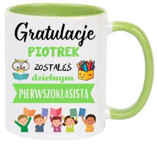 KUBEK DLA PIERWSZOKLASISTY IMIĘ CHŁOPCA DZIEWCZYNKI PASOWANIE NA UCZNIA #