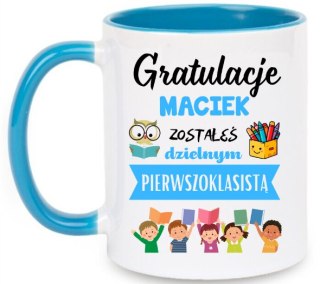 KUBEK DLA PIERWSZOKLASISTY IMIĘ CHŁOPCA DZIEWCZYNKI PASOWANIE NA UCZNIA #