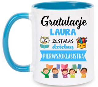 KUBEK DLA PIERWSZOKLASISTY IMIĘ CHŁOPCA DZIEWCZYNKI PASOWANIE NA UCZNIA #