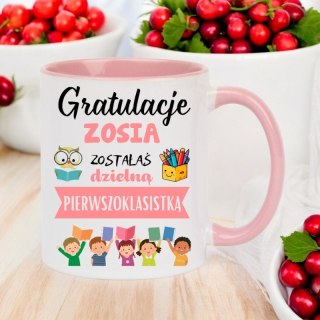 KUBEK DLA PIERWSZOKLASISTY IMIĘ CHŁOPCA DZIEWCZYNKI PASOWANIE NA UCZNIA #