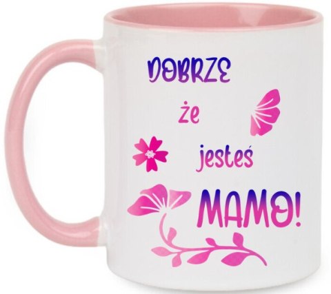 Kubek z nadrukiem prezent na DZIEŃ MATKI dla MAMY biało/różowy Kubek z nadrukiem prezent na DZIEŃ MATKI dla MAMY biało/różowy